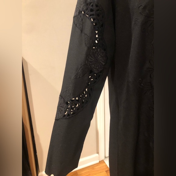 Vintage Floral Embroidered Gothic Full Length Oversized Duster / Trench Coat - Picture 8 of 16